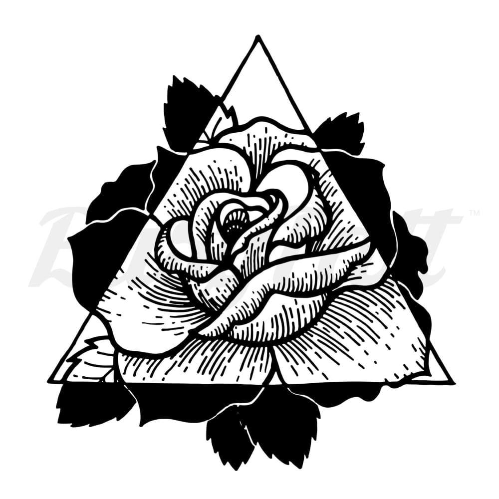 Rose in Triangle Temporary Tattoo